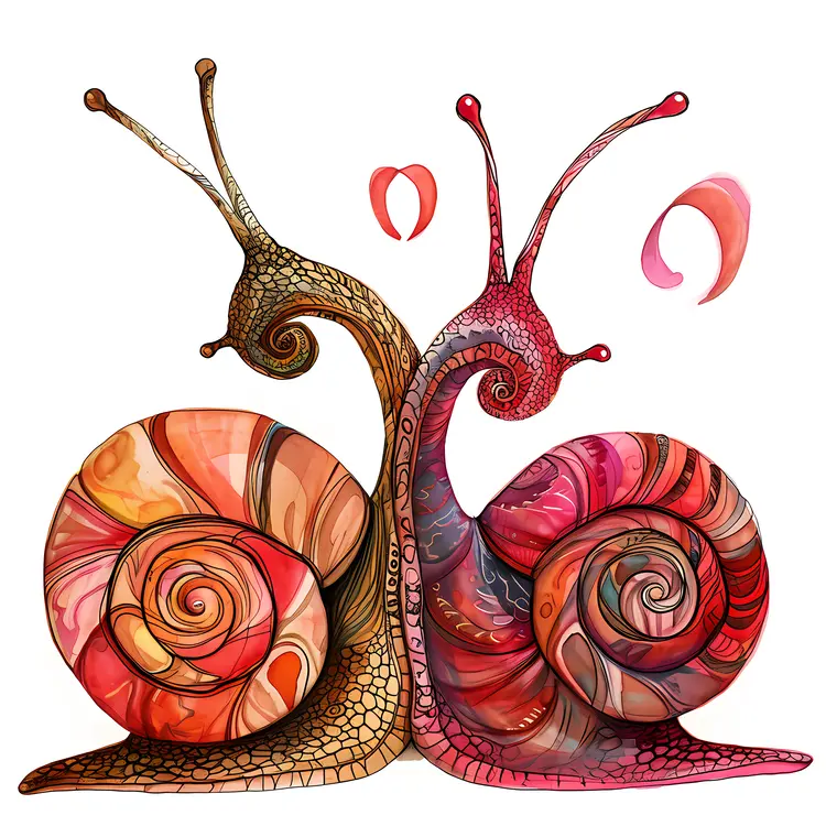 Artistic Snails with Hearts