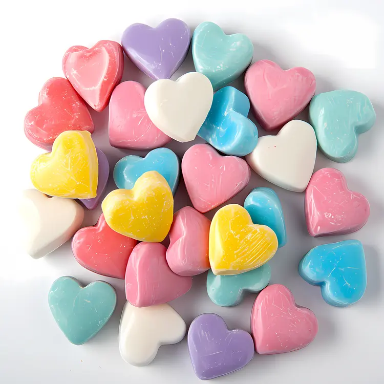 Multicolored Heart-shaped Soaps in Pastel Tones
