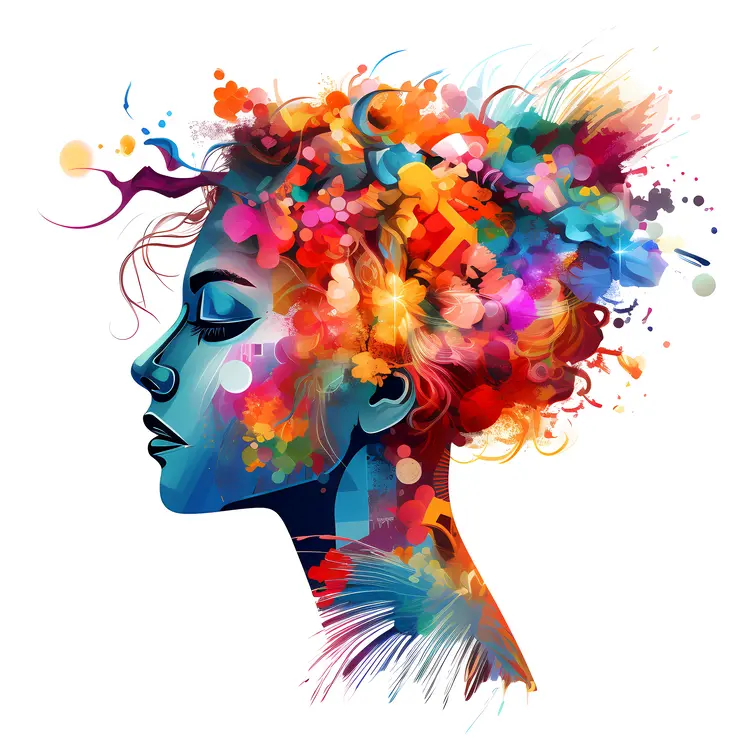 Colorful Head with Creative Thoughts