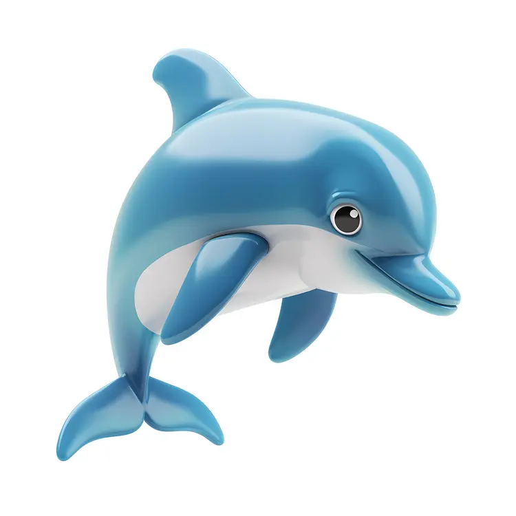 Smiling Blue Dolphin Cartoon