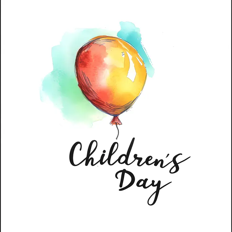 Children's Day Celebration with Watercolor Balloon