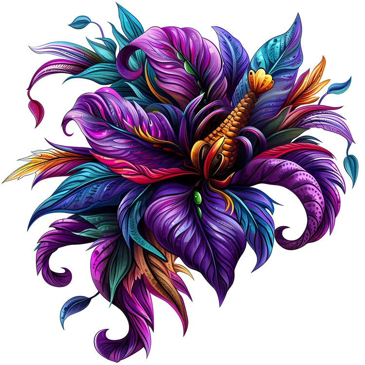 Purple and Orange Flower Illustration