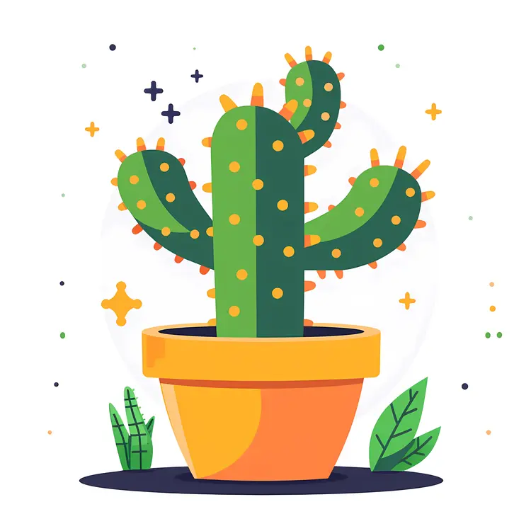 Playful Cactus Cartoon Illustration