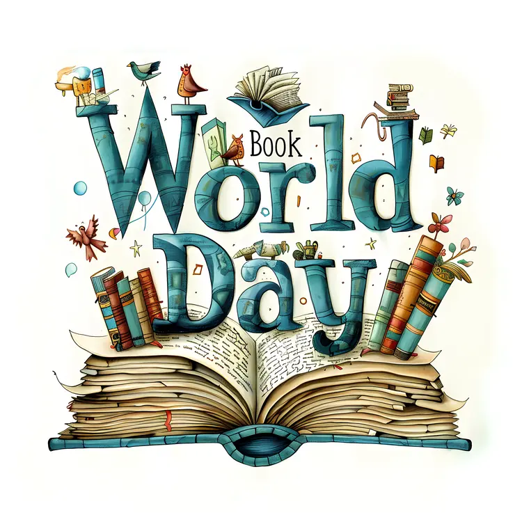 World Book Day with Open Book and Letters