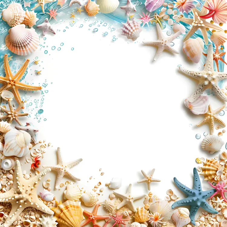Seashells and Starfish Frame