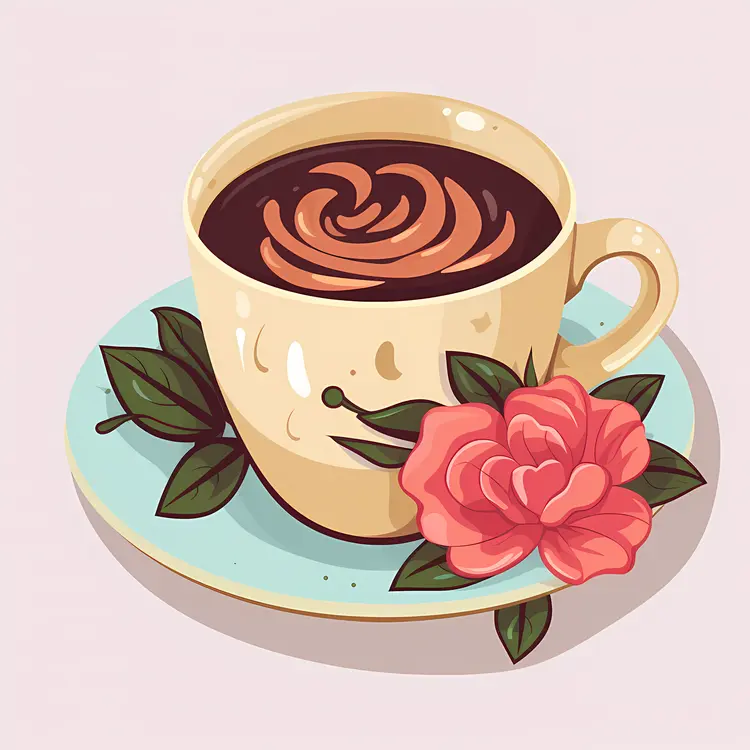 Beautiful Coffee Cup with Flower Decoration