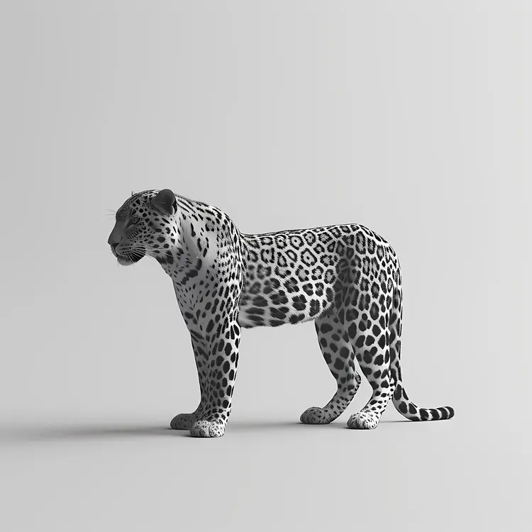 Monochrome Leopard Illustration