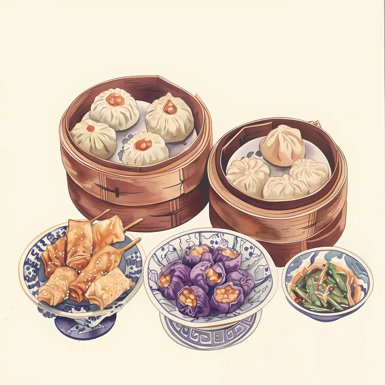 Dim Sum Platter with Spring Rolls