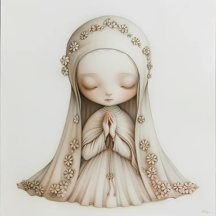 Cute Illustration of a Praying Girl