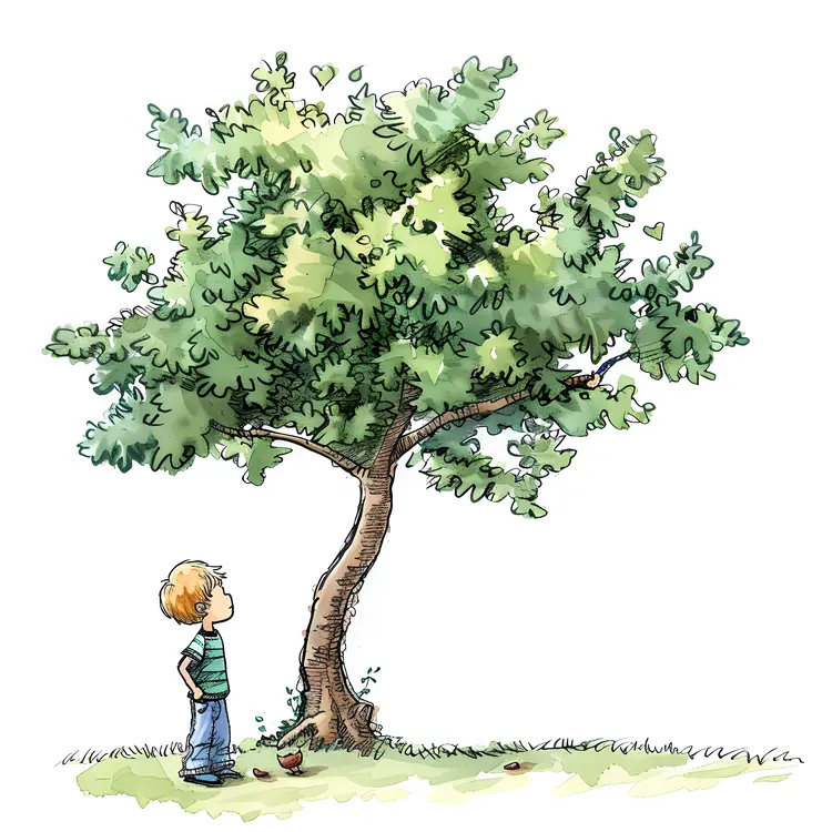 Boy Looking at a Tree