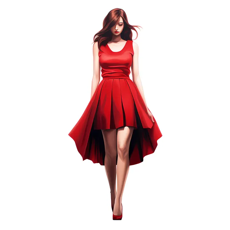Elegant Woman in Red Dress