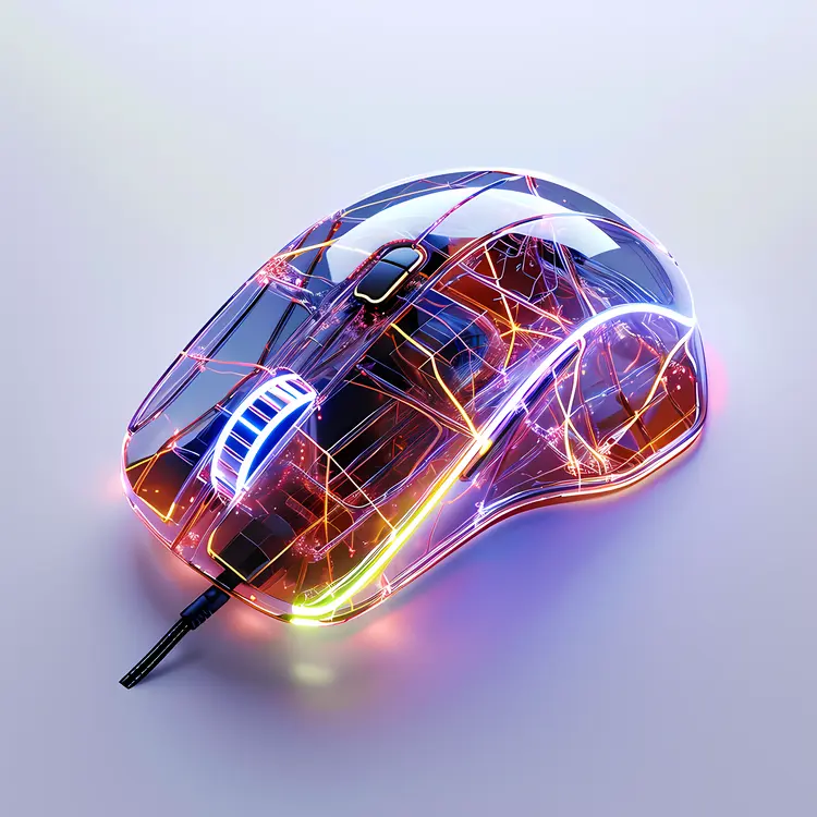 Transparent Neon Mouse with Modern Design