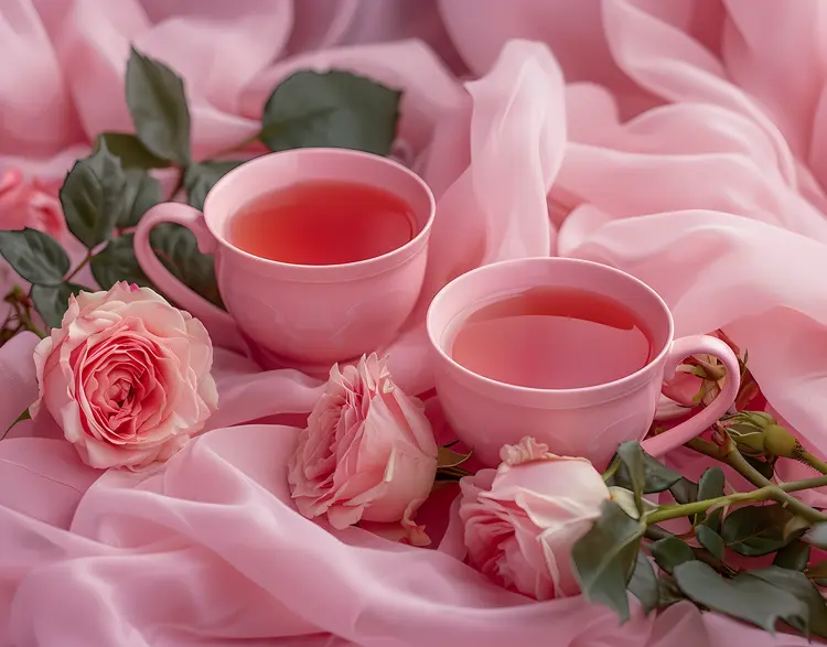 Pink Tea Cups with Roses