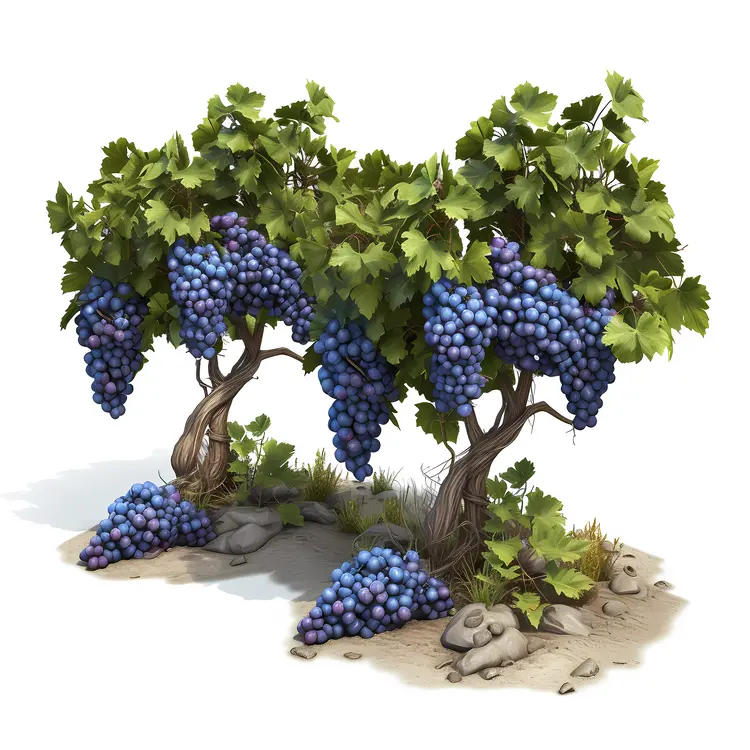 Grape Vines in a Vineyard