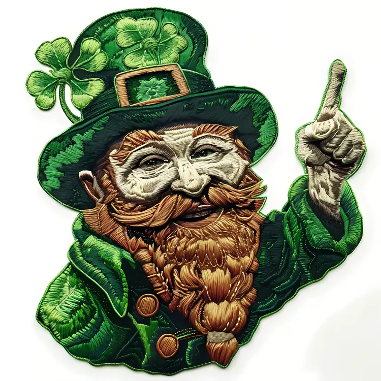 Leprechaun with Green Hat and Pointing Finger
