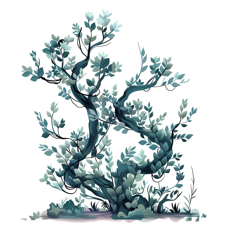 Twisted Tree with Dense Foliage