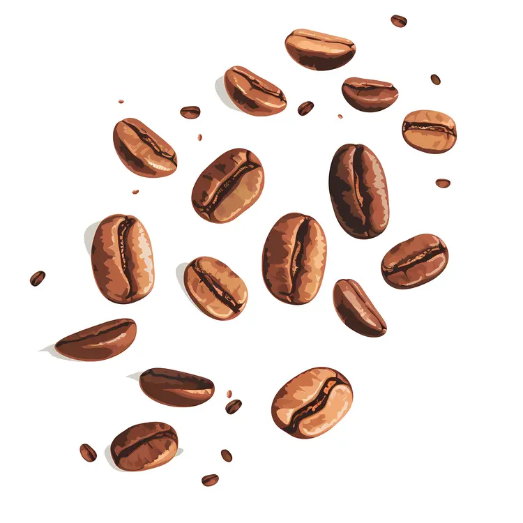 Scattered Coffee Beans Illustration