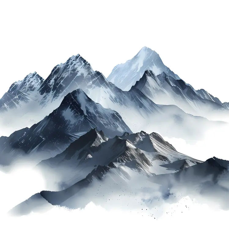 Snowy Mountain Peaks Illustration