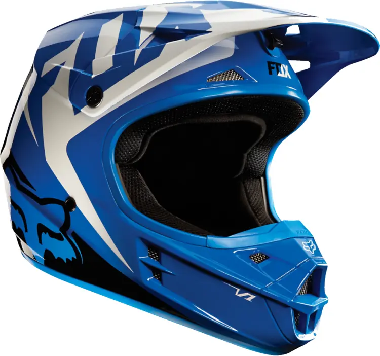 Blue and White Motorcycle Helmet