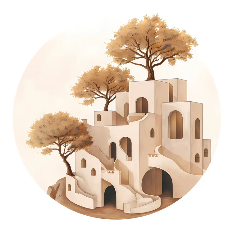 Abstract House with Trees