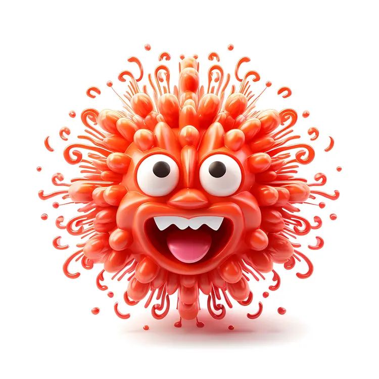 Red Spiky Cartoon Character with Big Eyes