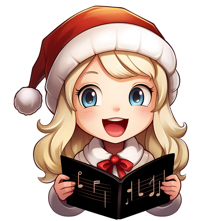 Christmas Caroler with Santa Hat