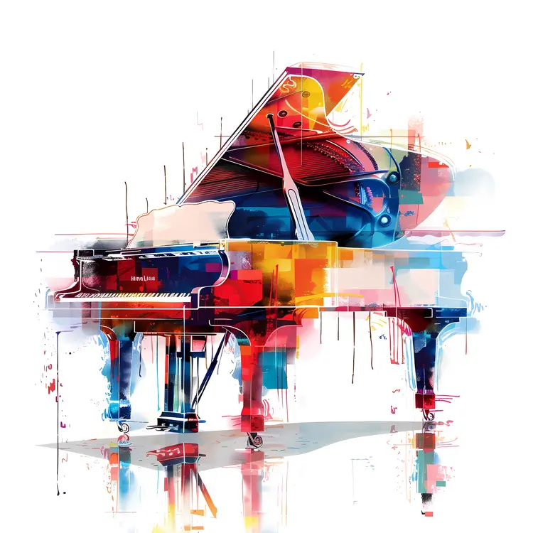 Abstract Colorful Piano Illustration