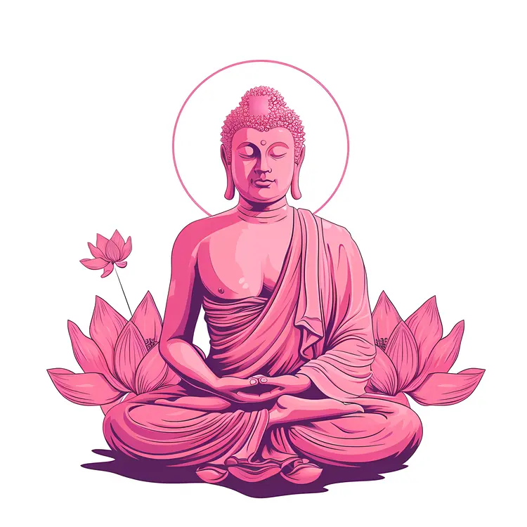 Pink Buddha Meditating with Lotus