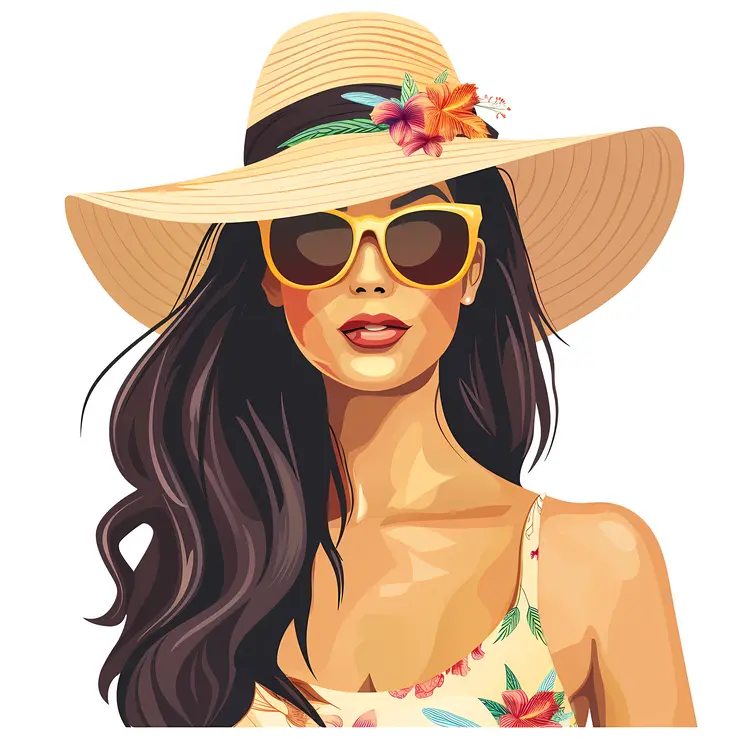 Illustration of Woman with Sunglasses