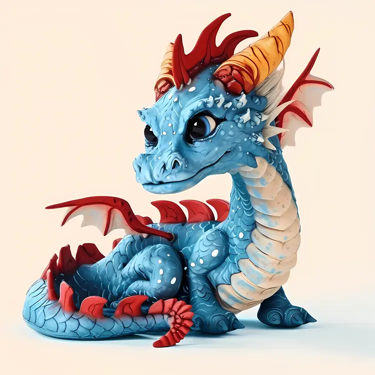 Cute Blue Dragon for 2024 New Year