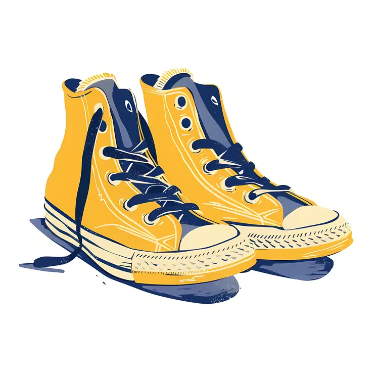 Yellow and Blue High-Top Sneakers Illustration