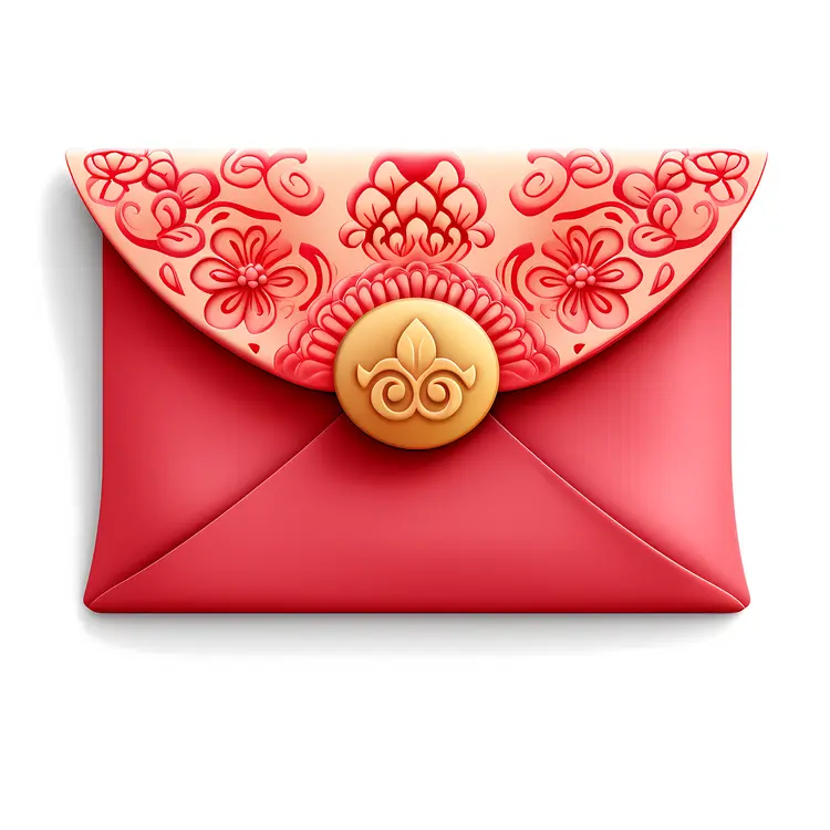 Red Envelope with Floral Pattern