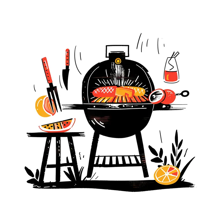 Barbecue Grill with Utensils