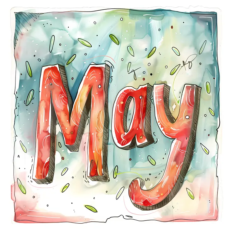 Watercolor May Text