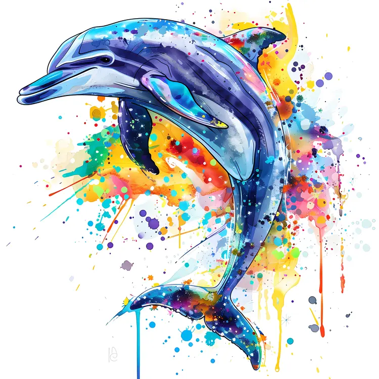 Playful Dolphin with Colorful Splash