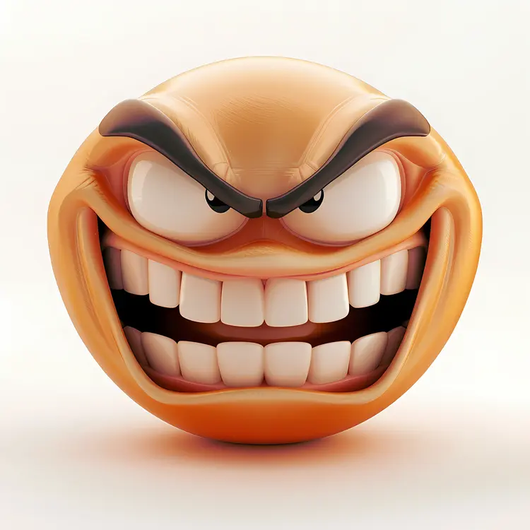 Orange Emoji with Angry Expression