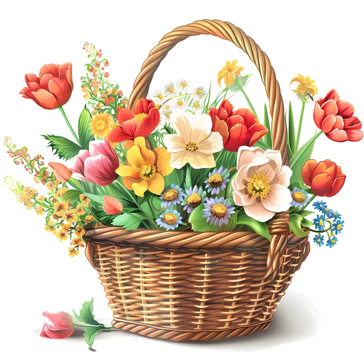 Basket of Vibrant Flowers