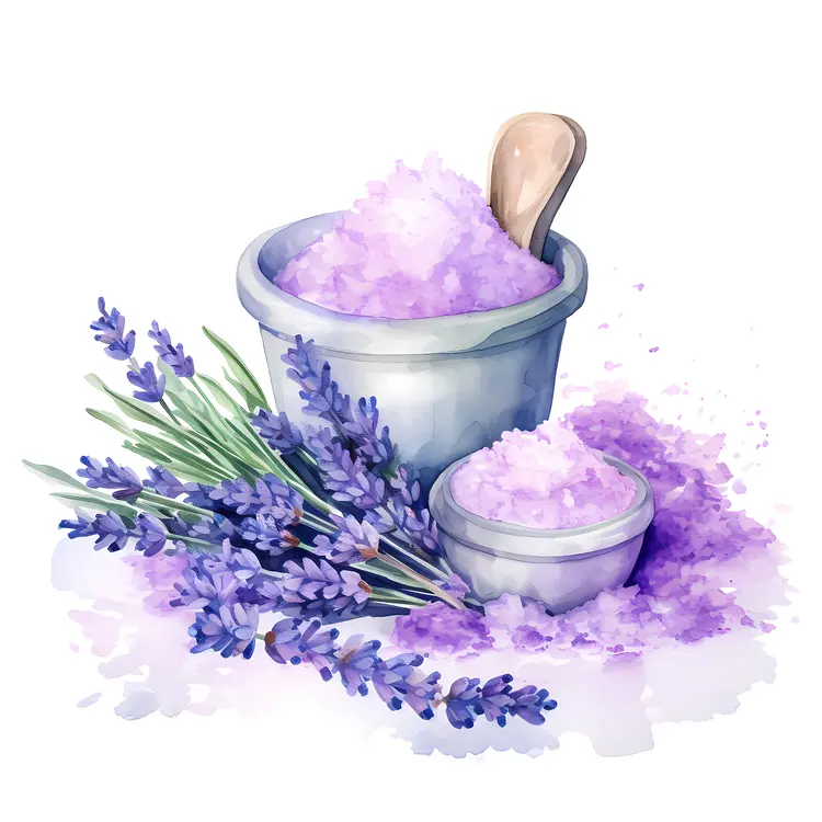 Lavender Bath Salts with Lavender Flowers
