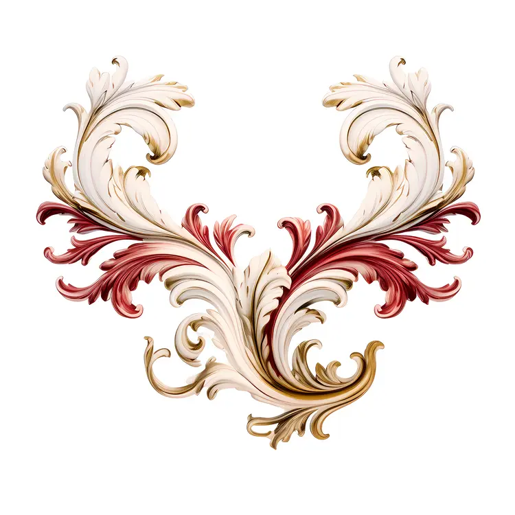 Symmetrical Golden and Red Floral Ornament