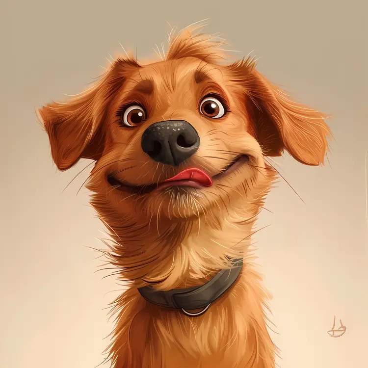 Happy Brown Cartoon Dog