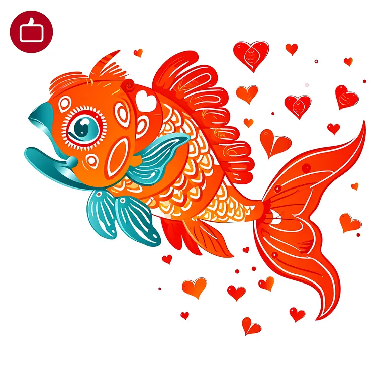 Orange Fish with Hearts