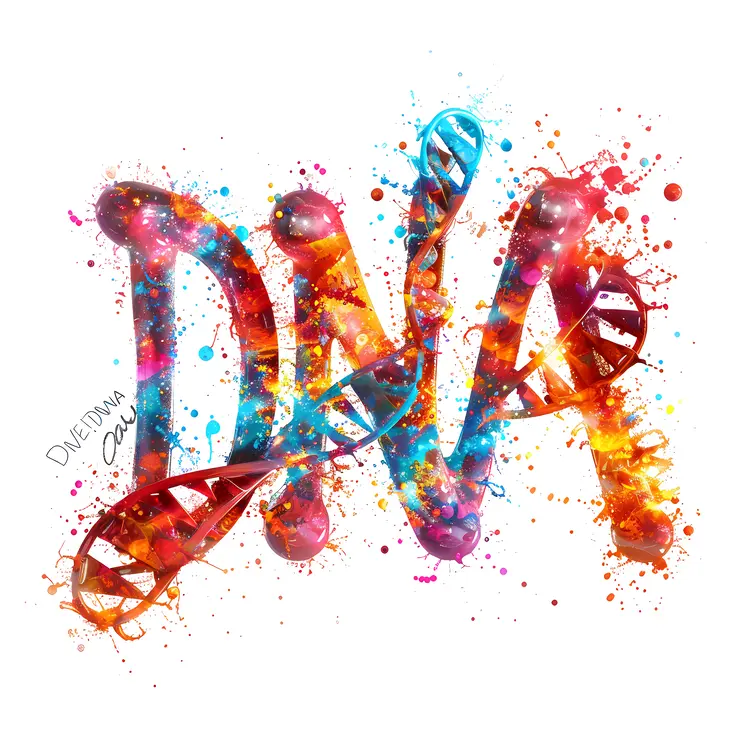 Vibrant DNA Text Artwork
