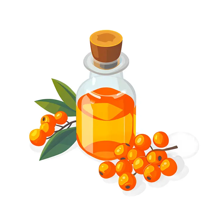 Orange Berries and Oil Bottle with Leaves