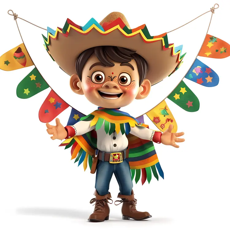 Festive Boy in Colorful Costume