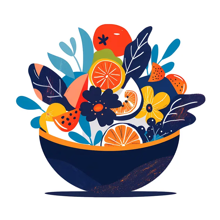 Artistic Abstract Fruit Salad with Citrus