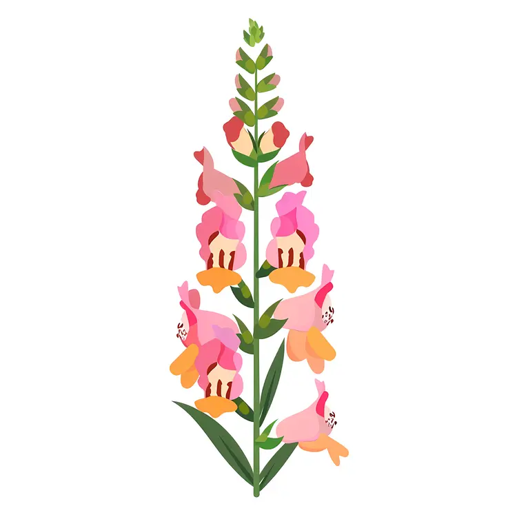 Pink Snapdragon Flower Illustration