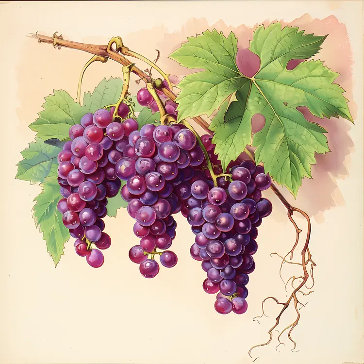 Purple Grapes on Vine