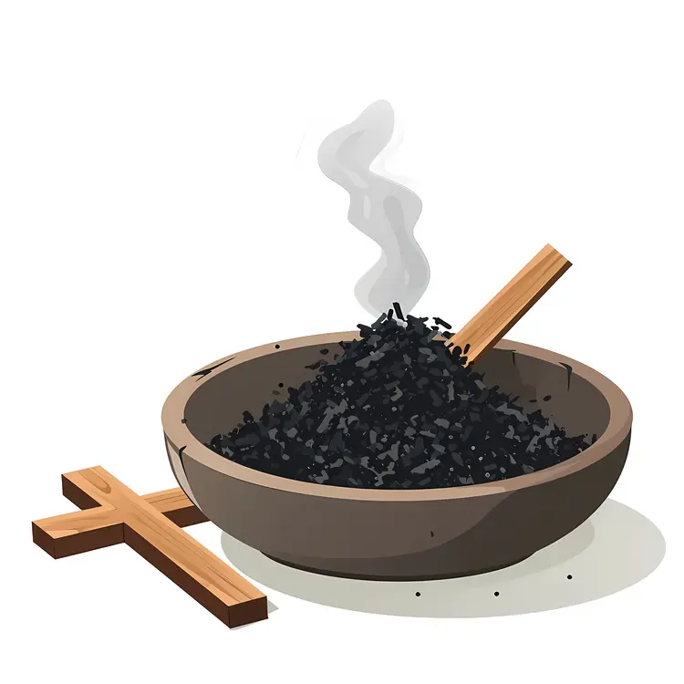 Ashes and Cross in a Bowl with Smoke