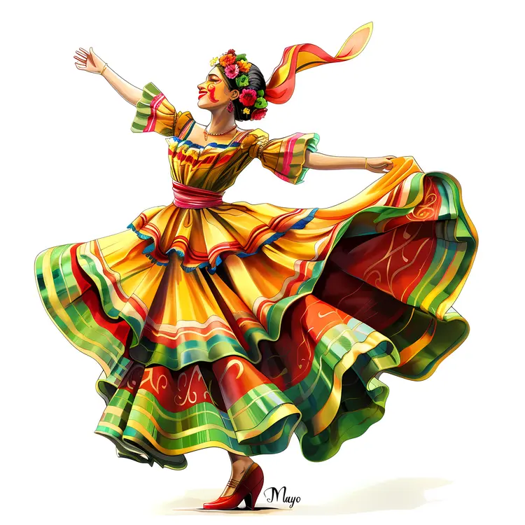 Traditional Female Dancer in Colorful Dress
