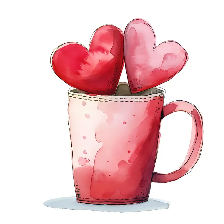 Pink cup with heart shapes